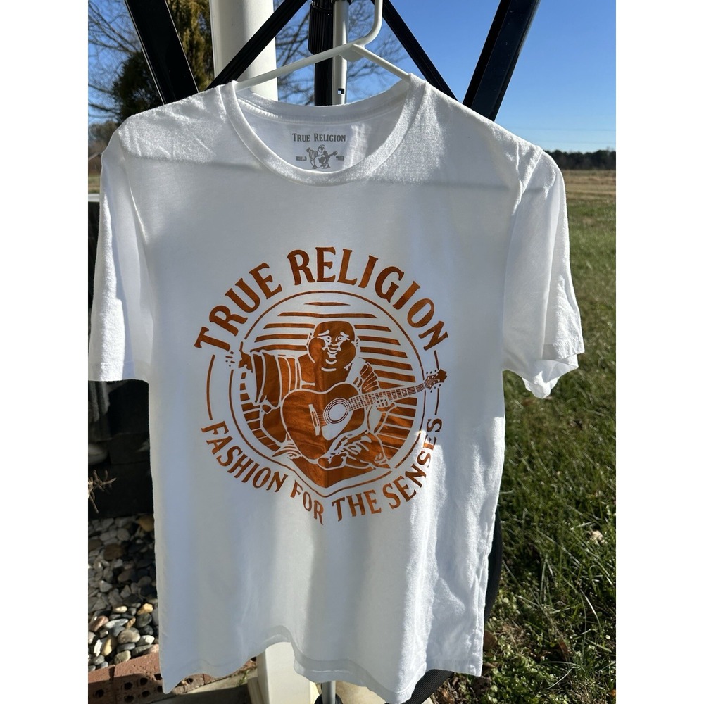 New TRUE RELIGION MEN Hitch Hike Buddah CREW NECK SHORT SLEEVE T-SHIRT M Medium
